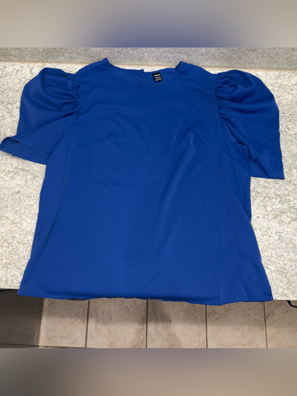 SHEIN Royal Blue Puff Sleeve Blouse